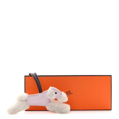 Hermes Milo Lambskin Shearling Budy Charm Mauve Pale Rouge Sellier 4 of 4