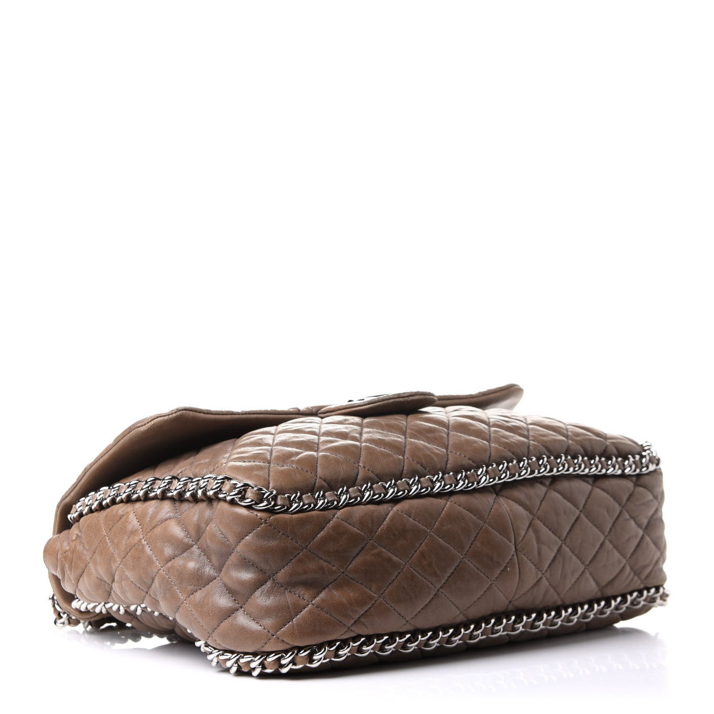 Washed Lambskin Quilted Maxi Chain Around Flap Taupe
