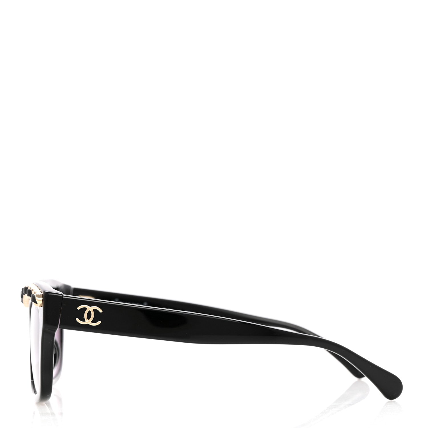 Chanel Acetate Calfskin Chain Rectangle Sunglasses 71626A Black 3 of 6