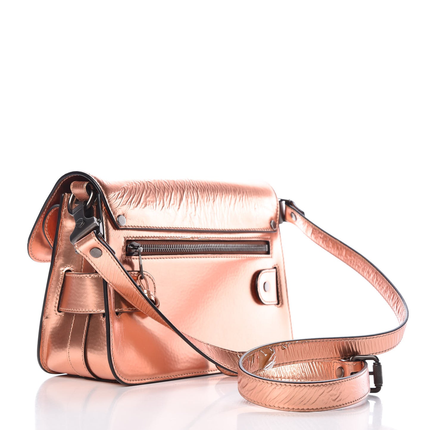 Mirrored Calfskin Mini PS11 Classic Shoulder Bag Copper