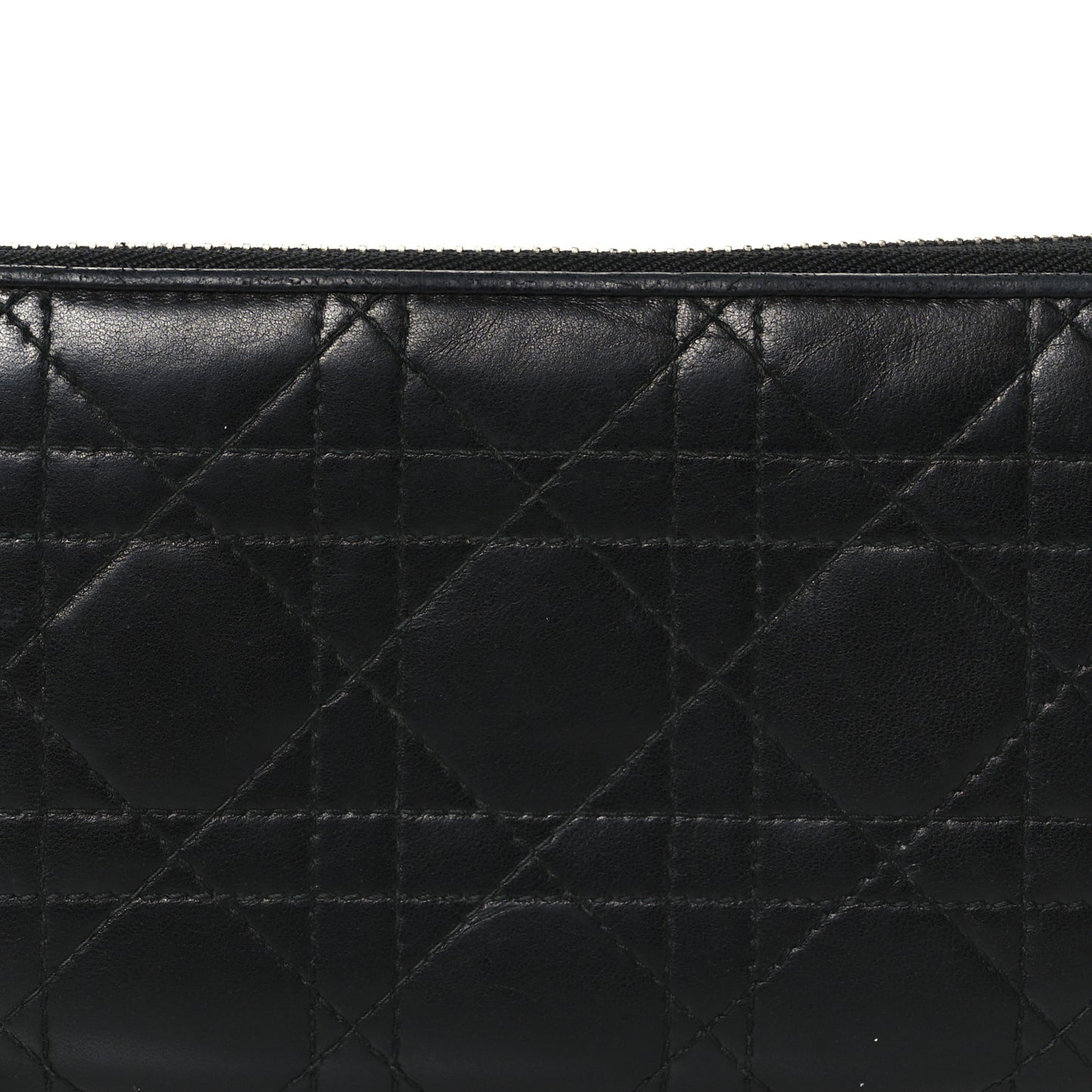 Lambskin Cannage Lady Dior Zip Wallet Black