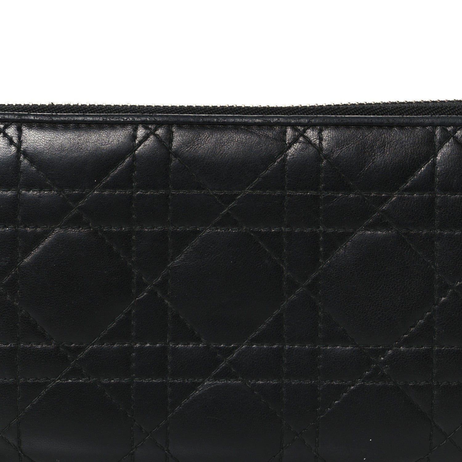 Christian Dior Lambskin Cannage Lady Dior Zip Wallet Black 8 of 10