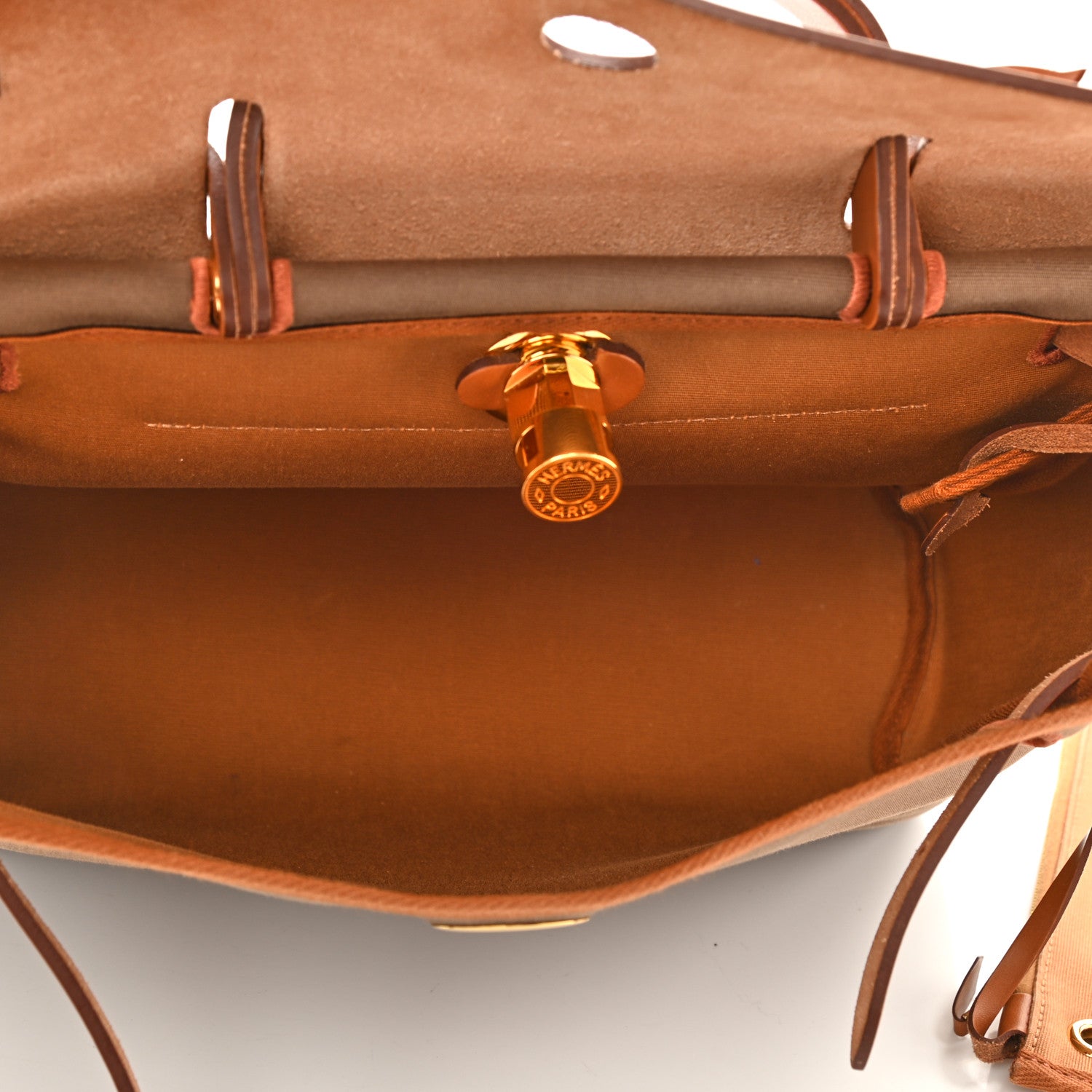 Hermes Vache Hunter Toile Herbag Zip 31 PM Etoupe Dune Fauve 6 of 12