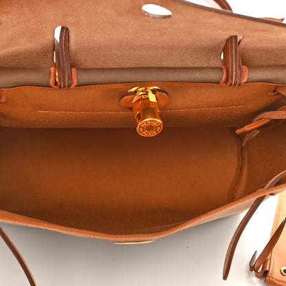 Hermes Vache Hunter Toile Herbag Zip 31 PM Etoupe Dune Fauve 6 of 12