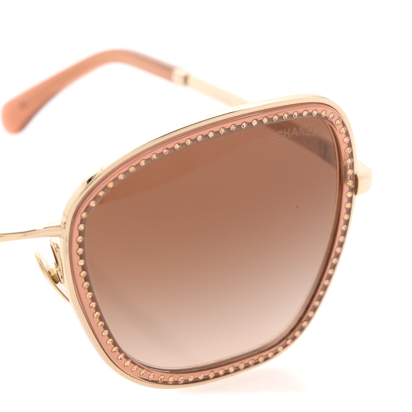 Square Frame Sequin Sunglasses 4277-B Gold Brown