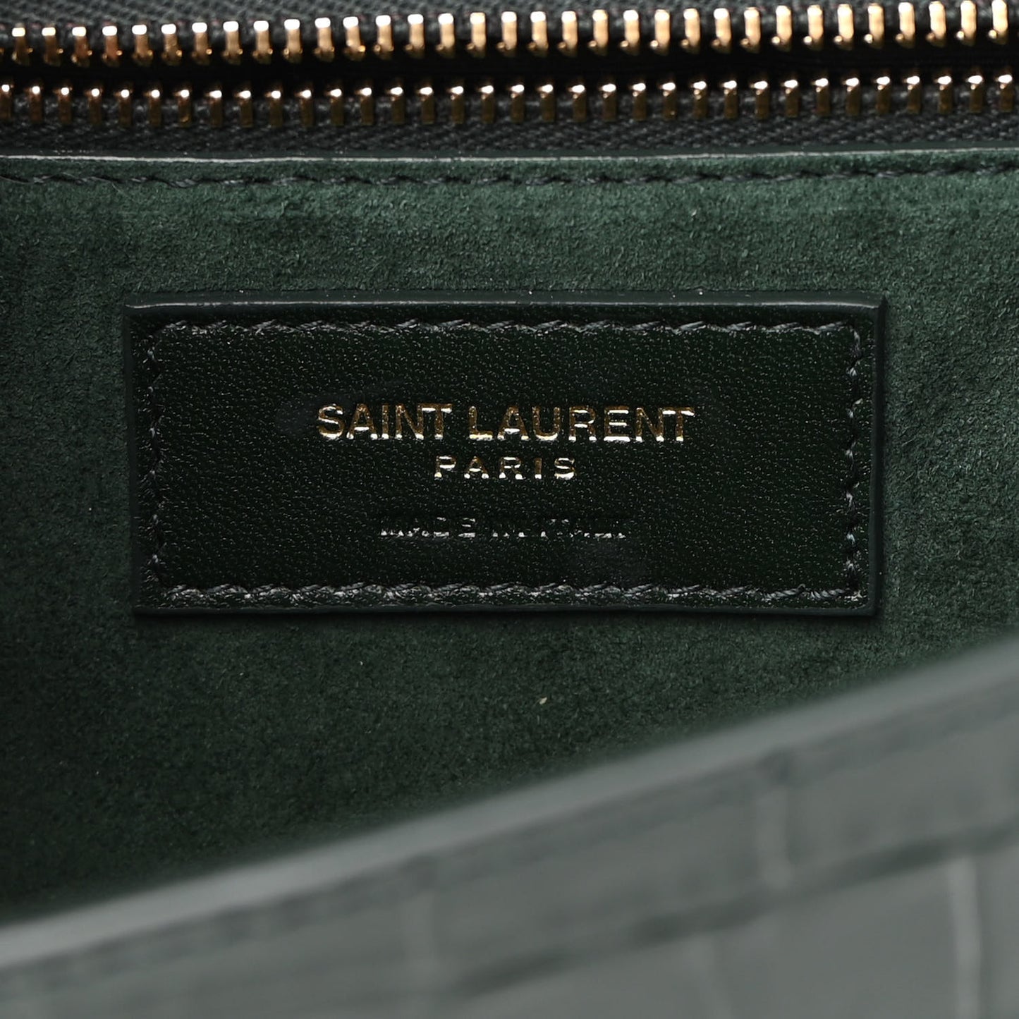 Calfskin Crocodile Embossed Carre Satchel Dark Mint