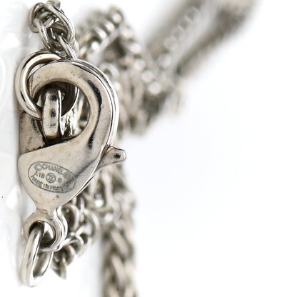 Chanel Crystal Baguette Pendant Necklace Black Silver 6 of 7