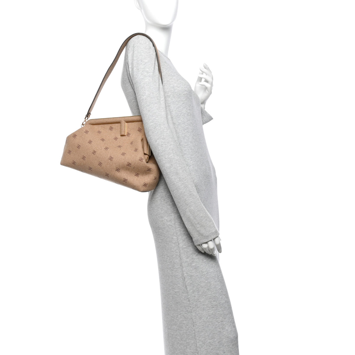 Flannel Karligraphy Embroidered Medium Fendi First Camel