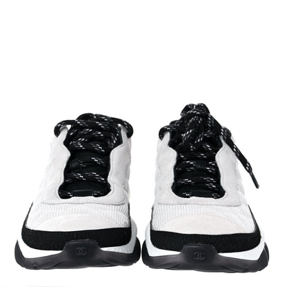 Chanel Mesh Suede Calfskin Quilted Sneakers 38 White Ivory 2 of 12