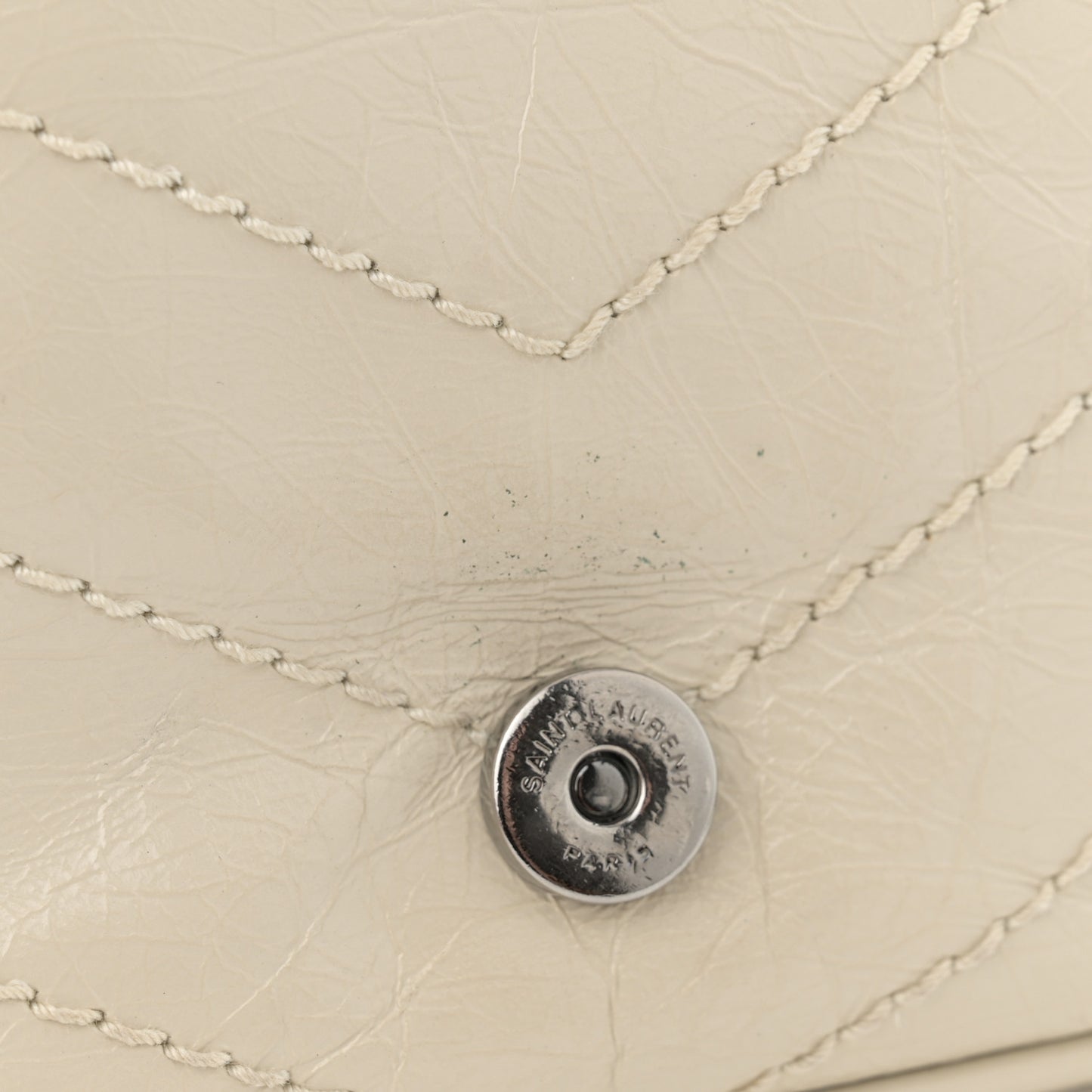 Crinkled Calfskin Matelasse Monogram Niki Chain Wallet Crema Soft
