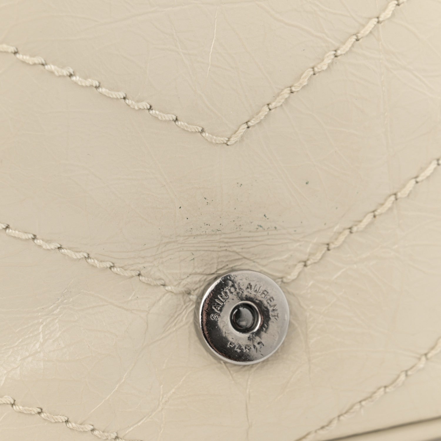 Saint Laurent Crinkled Calfskin Matelasse Monogram Niki Chain Wallet Crema Soft 13 of 15