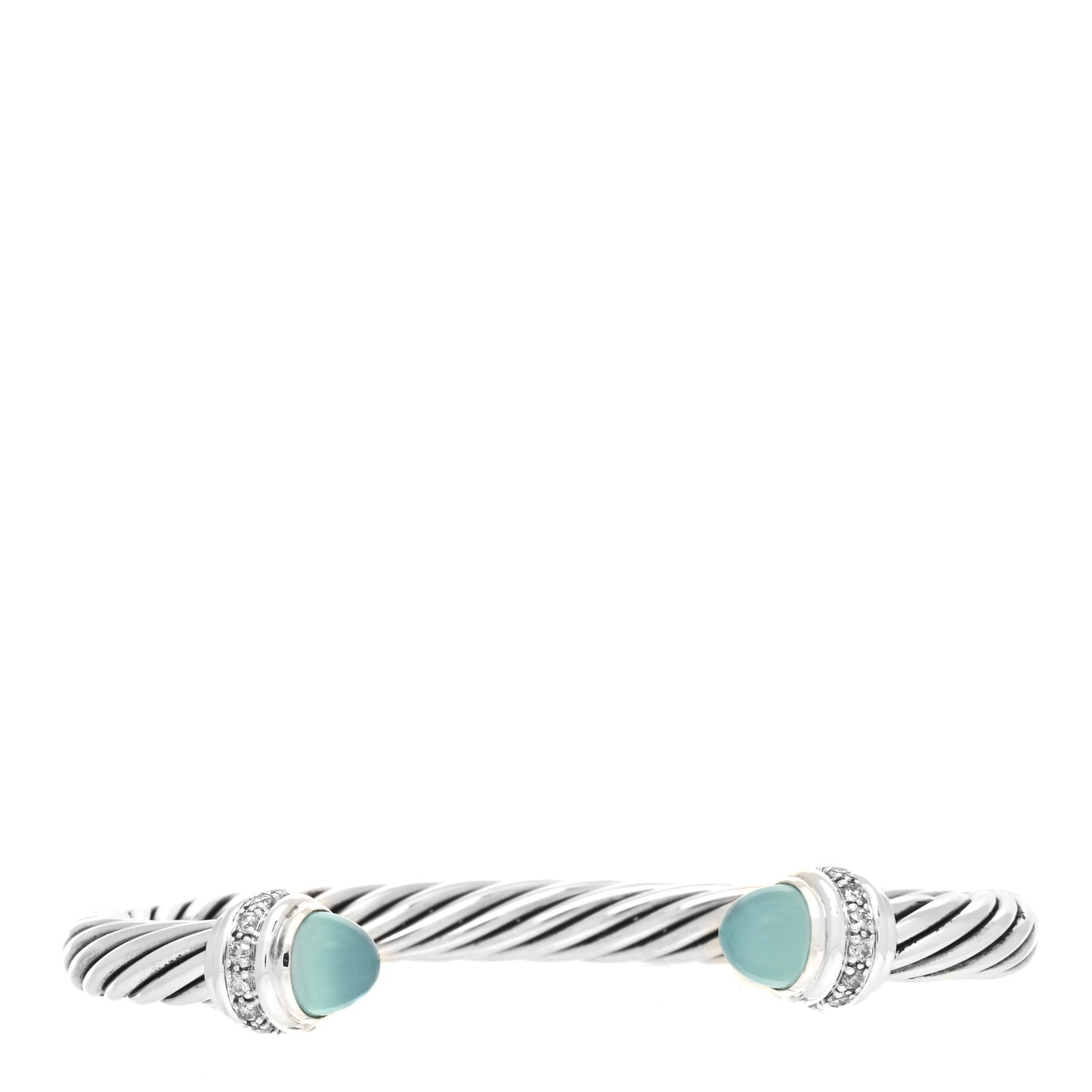 Sterling Silver Diamond Blue Chalcedony 7mm Cable Classics Bracelet