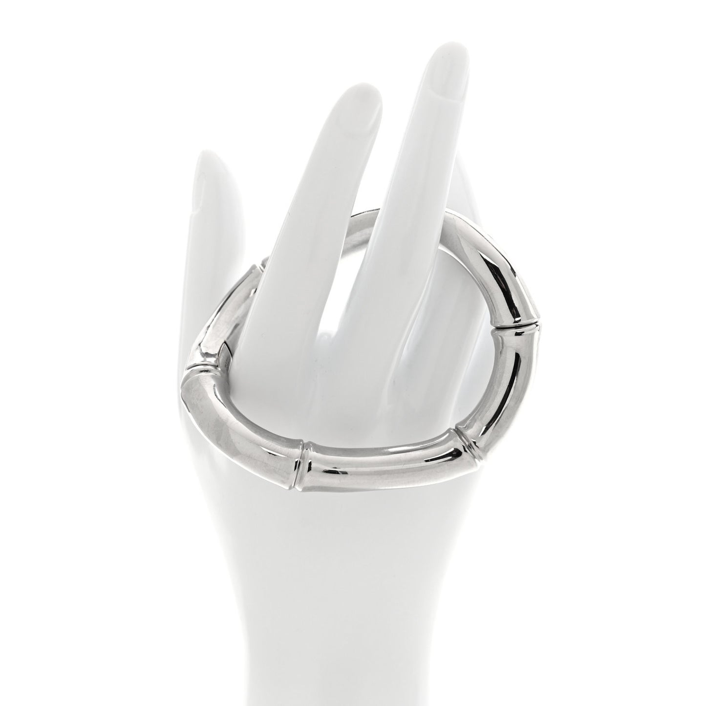 Sterling Silver Bamboo Bangle Bracelet M Silver