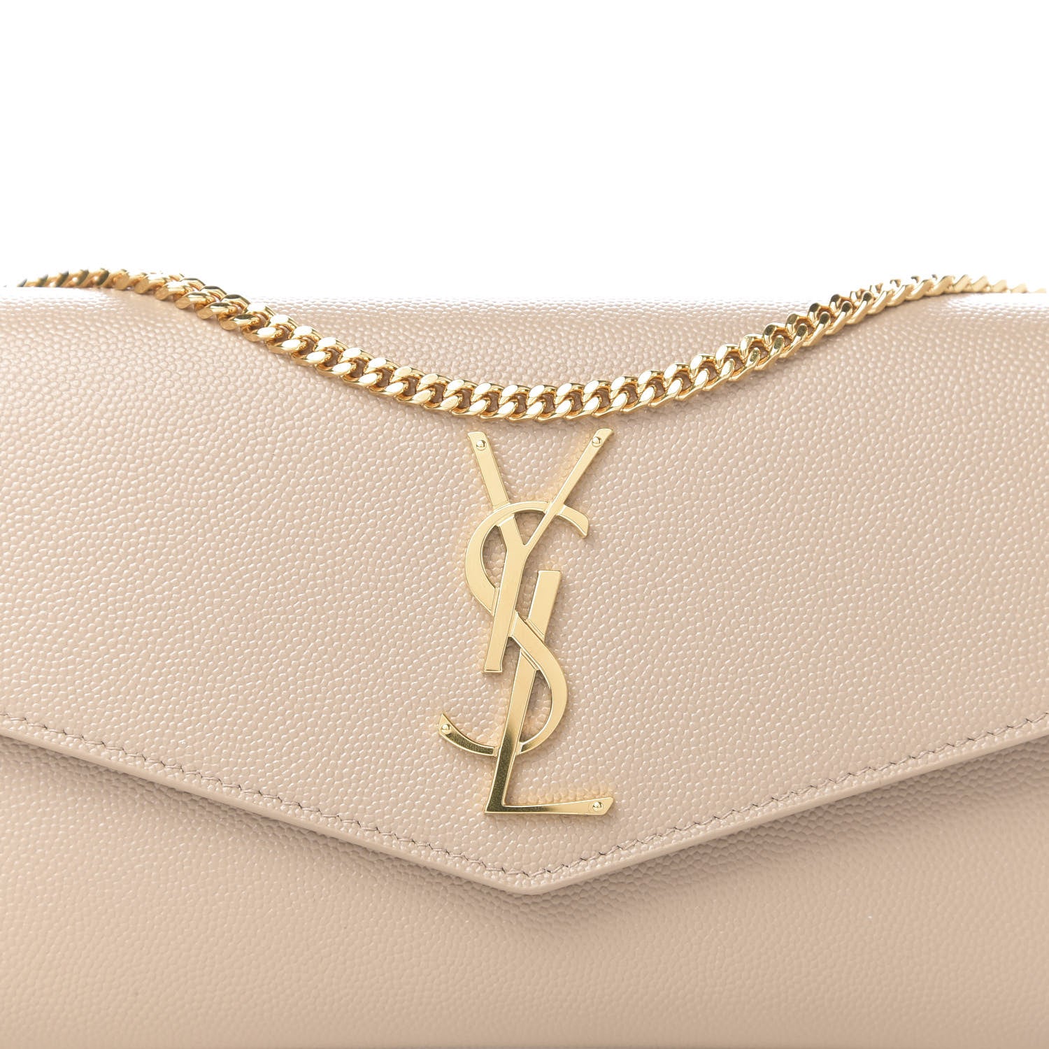 Saint Laurent Grain De Poudre Monogram Uptown Chain Wallet Dark Latte 11 of 12