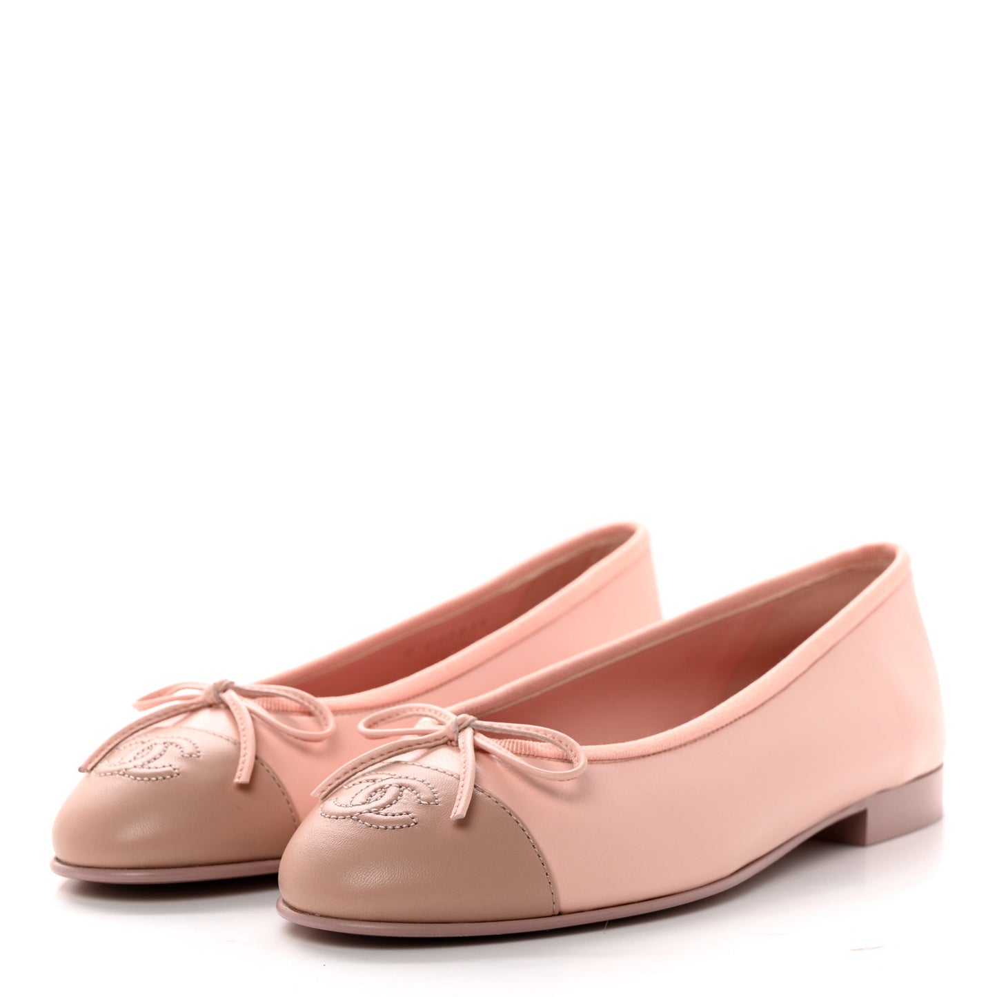 Lambskin Cap Toe CC Ballerina Flats 37 Light Pink Dark Pink