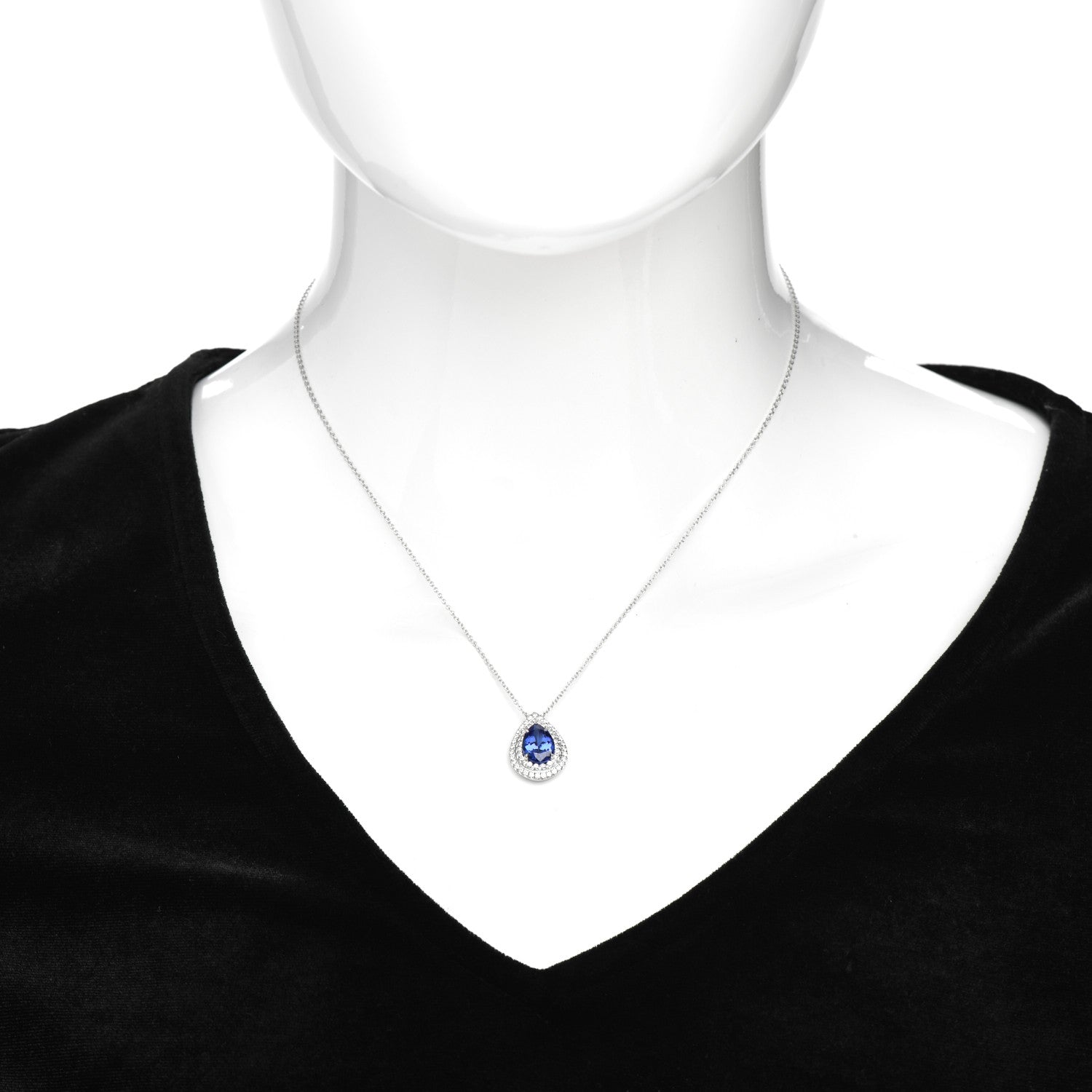 Tiffany Platinum Diamond Tanzanite Pear Shaped Soleste Pendant Necklace 2 of 4