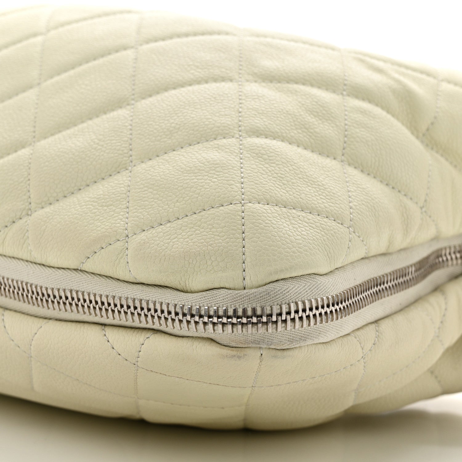 Chanel Caviar Quilted Expandable Zip Shoulder Bag White 11 of 12