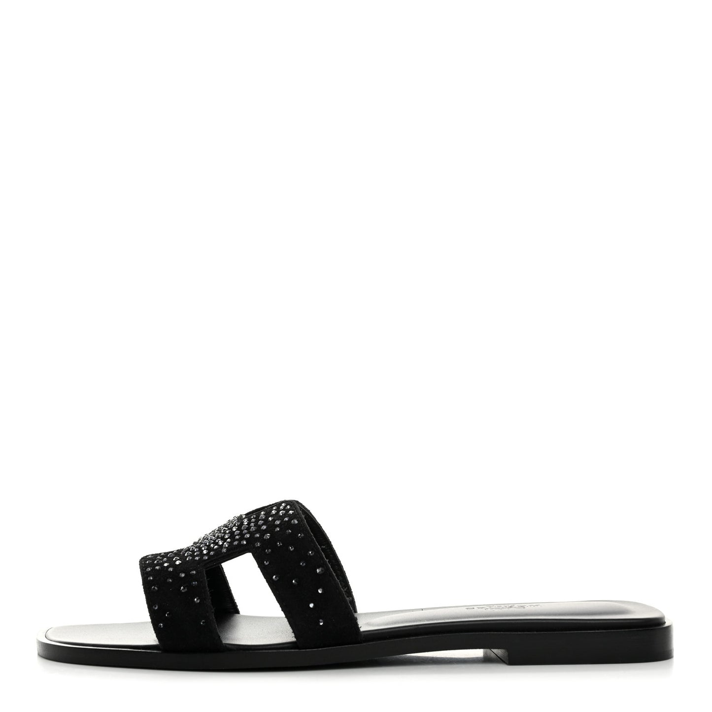 Suede Crystal Embellished Oran Sandals 38 Black