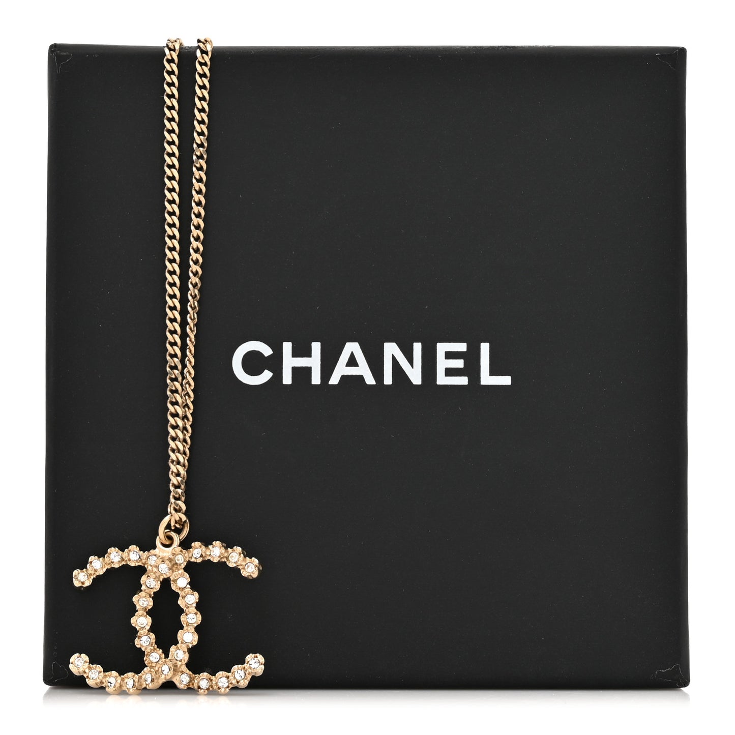 Crystal CC Pendant Necklace Gold
