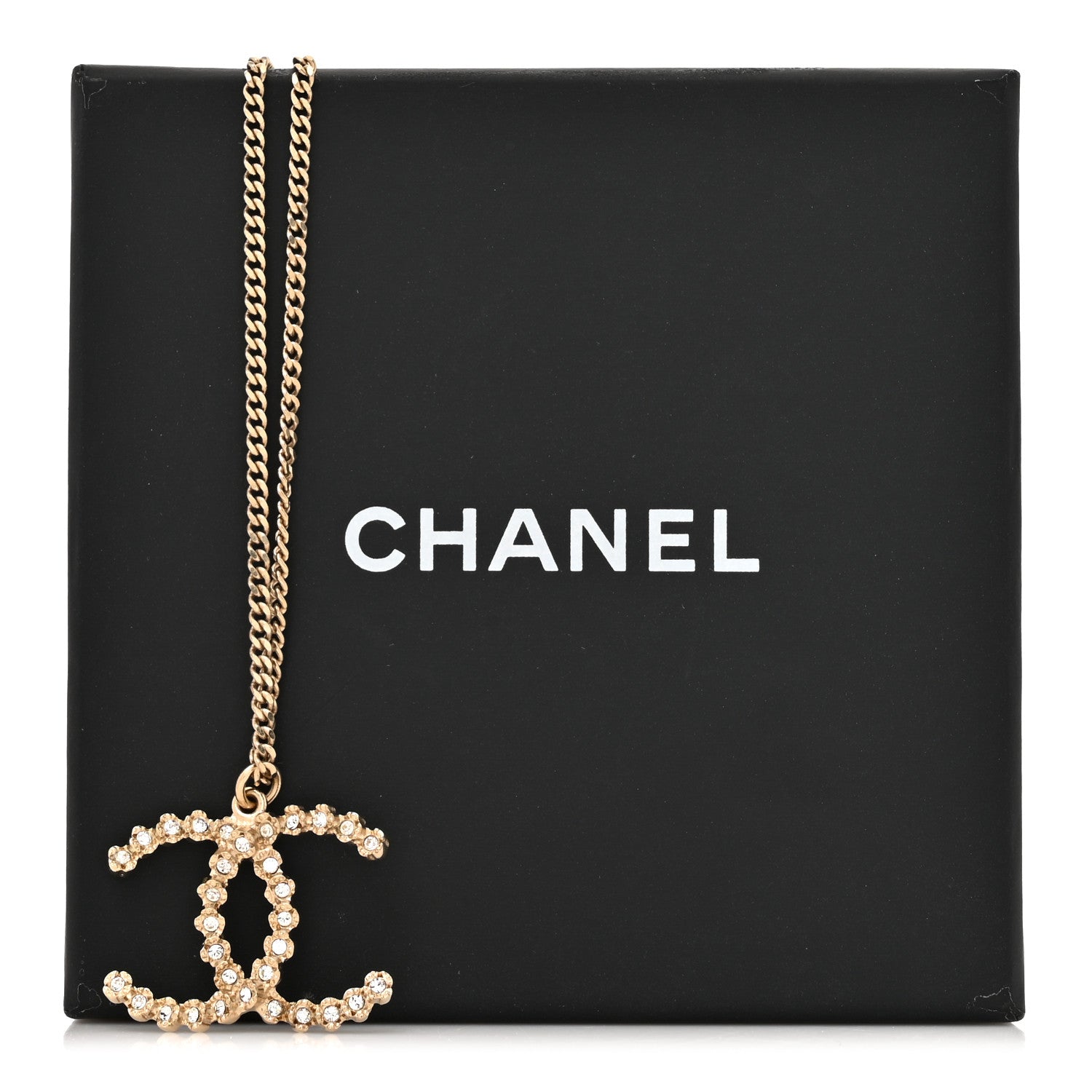 Chanel Crystal CC Pendant Necklace Gold 6 of 6