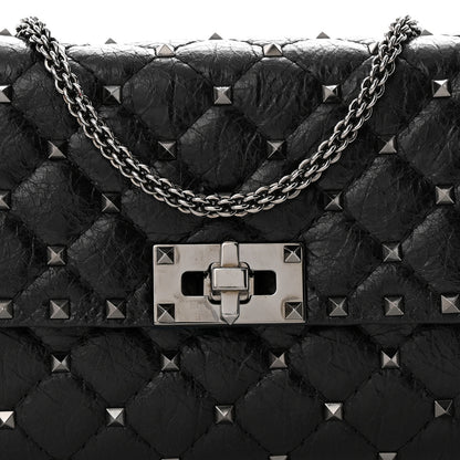 Valentino Garavani Craquele Nappa Rockstud Spike Wallet on Chain Black 7 of 10