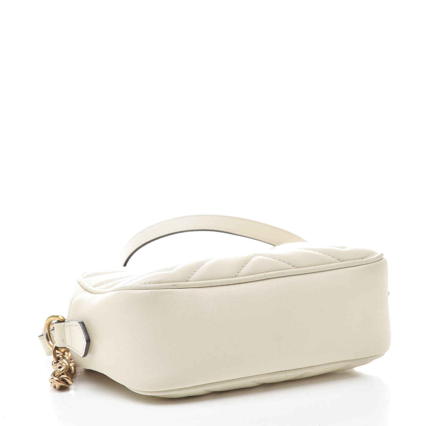 Calfskin Matelasse Mini GG Marmont Chain Shoulder Bag White