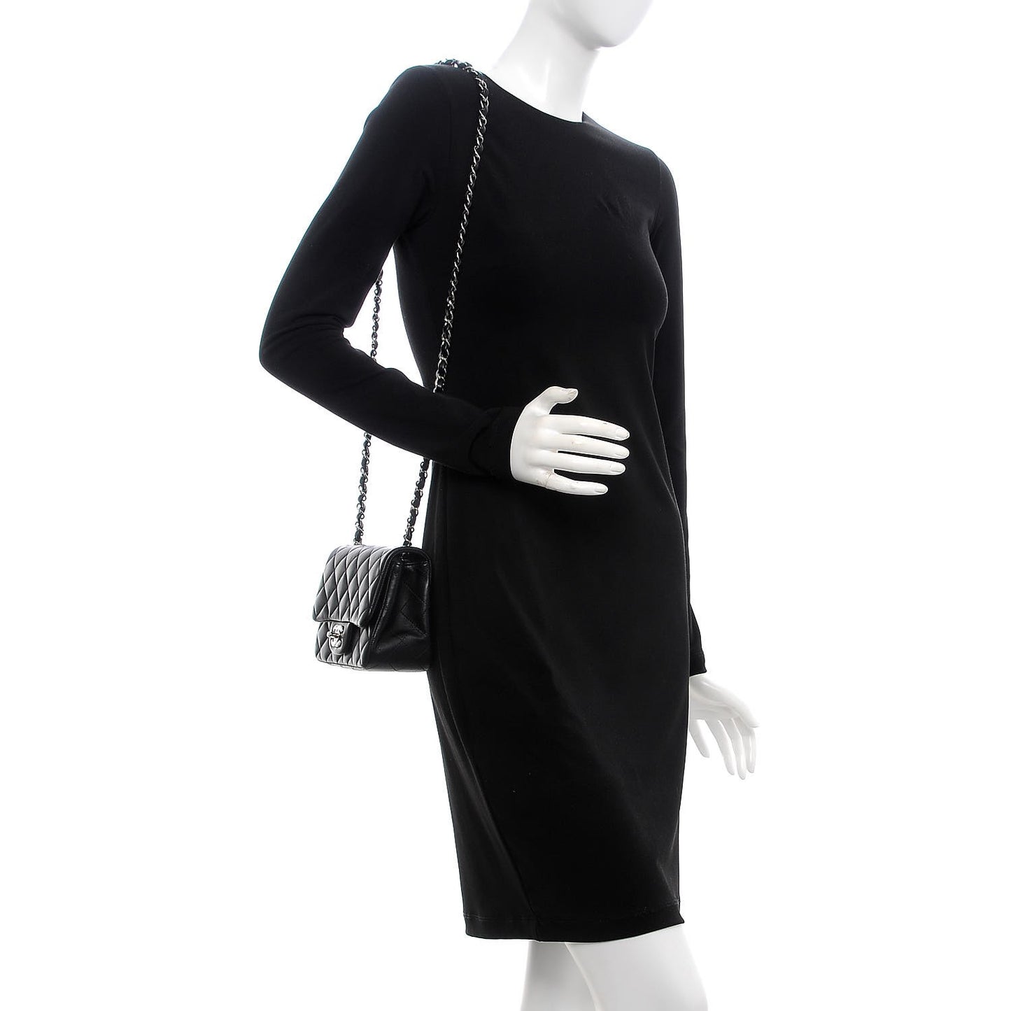 Lambskin Quilted Mini Square Flap Black