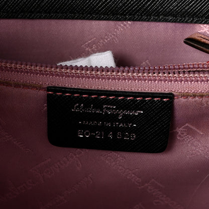 Salvatore Ferragamo Calfskin Gancini 2-Way Top Handle Bag Black 6 of 9