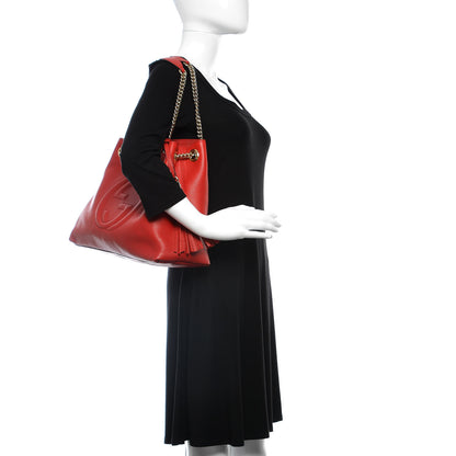 Gucci Pebbled Calfskin Medium Soho Chain Shoulder Bag Tabasco Red 2 of 10