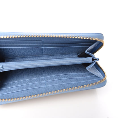 Gucci Monogram Dollar Calfskin Zip Around Wallet Beige Ebony Mineral Blue 4 of 6