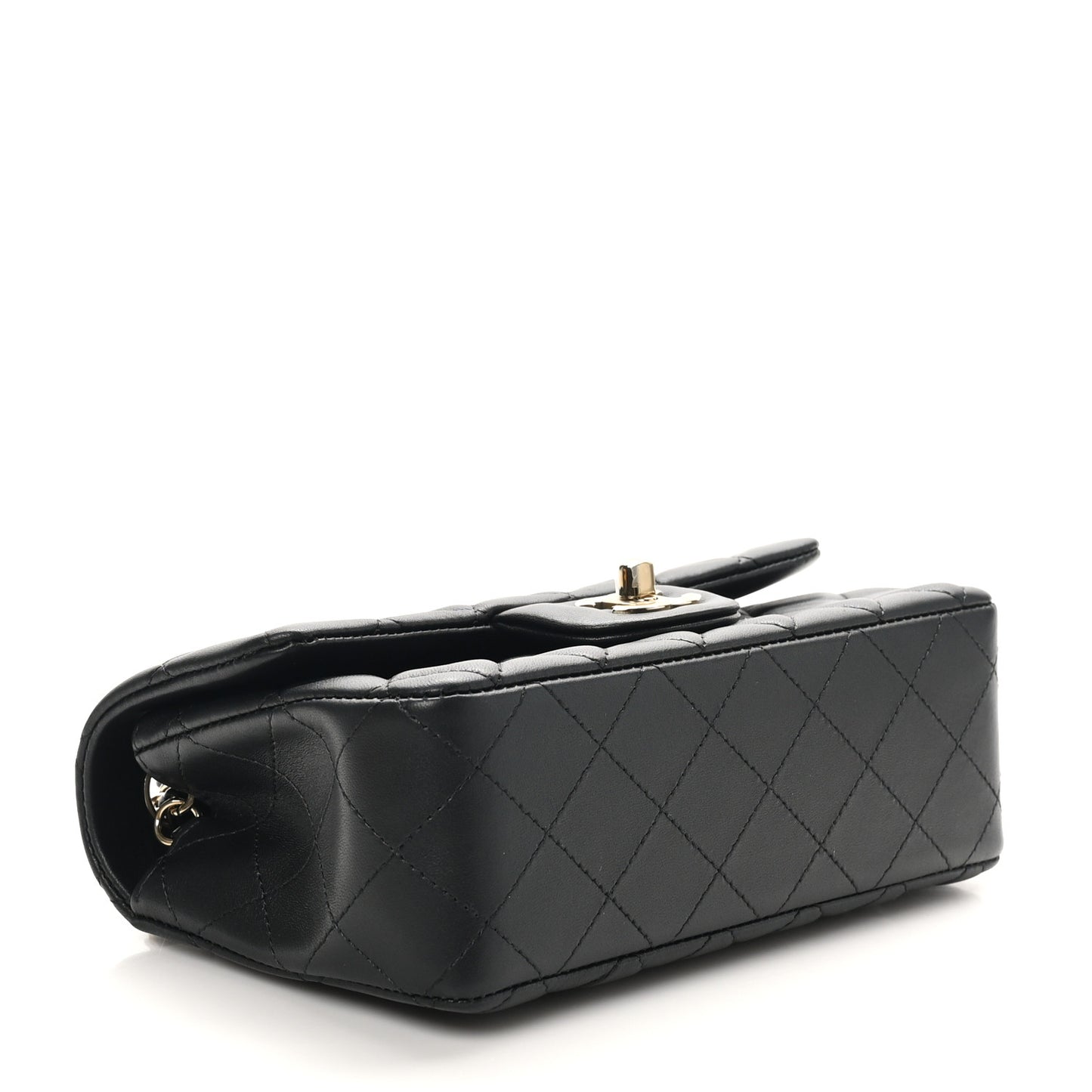 Lambskin Quilted Mini Rectangular Flap Black
