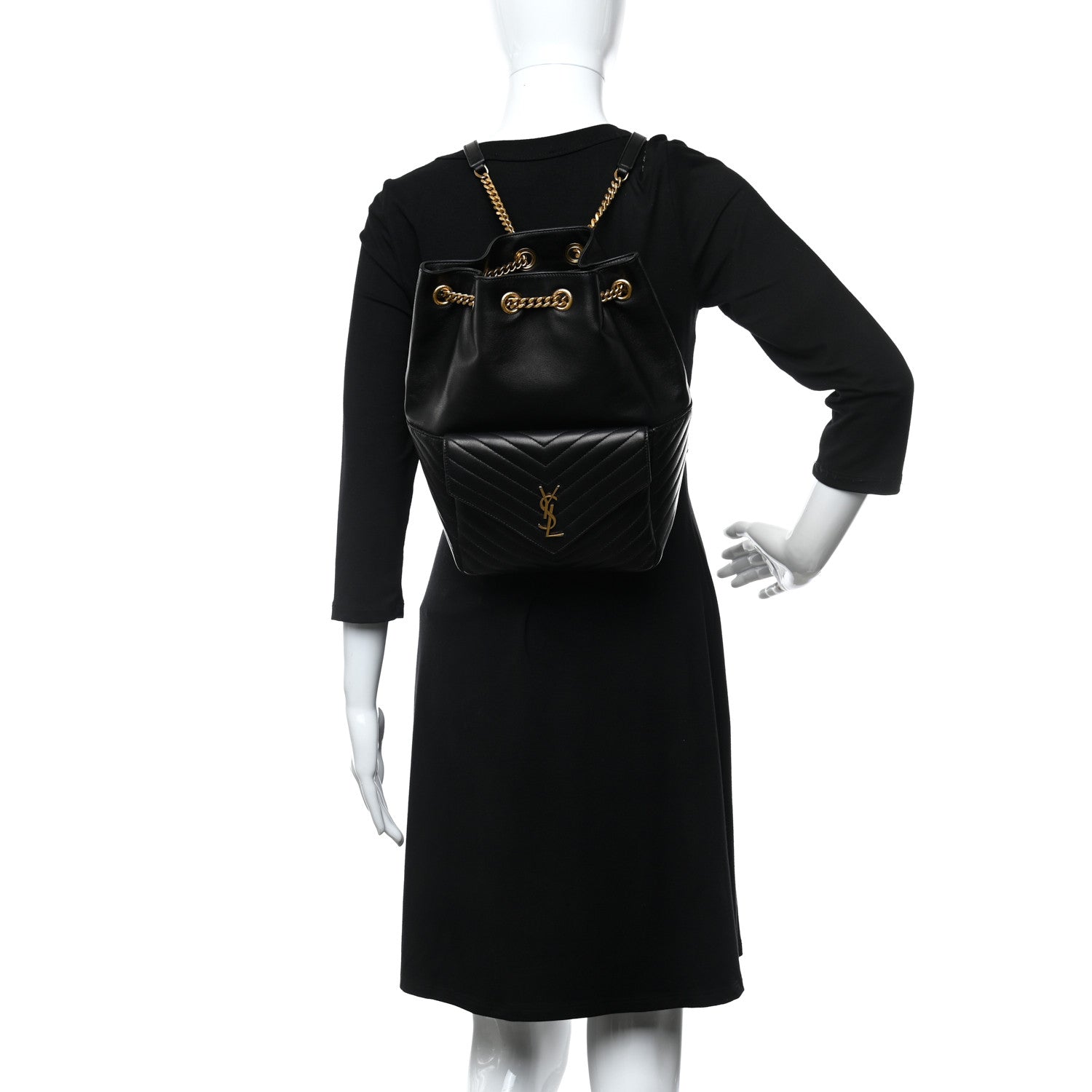 Saint Laurent Lambskin Matelasse Monogram Joe Backpack Black 2 of 9