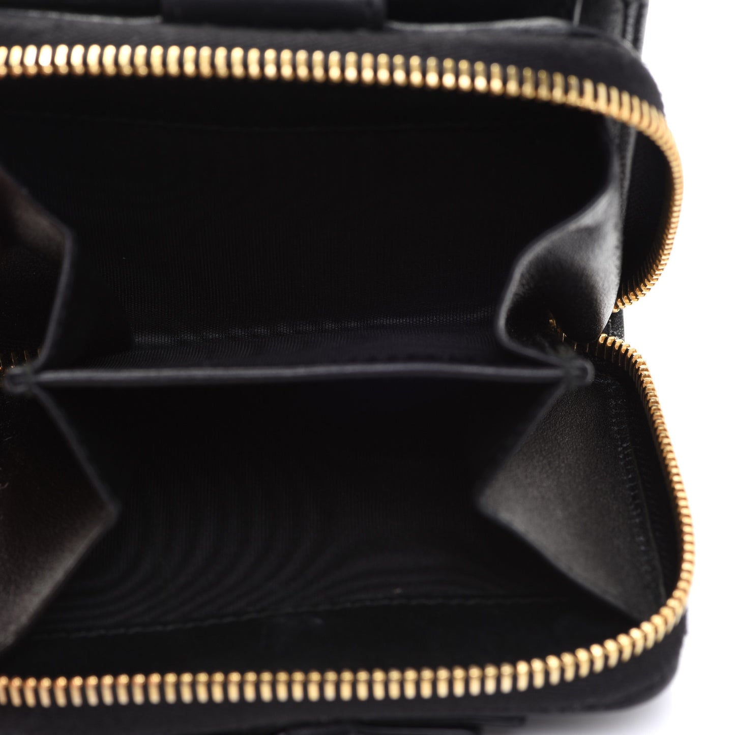 Saffiano Compact Bow Zip Around Wallet Black