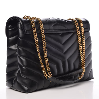 Saint Laurent Calfskin Y Quilted Monogram Medium Loulou Chain Satchel Black 4 of 7