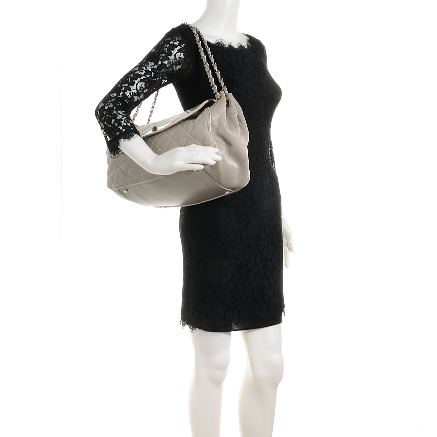 Chanel Lambskin Large East West Accordion Flap Light Grey 2 of 7