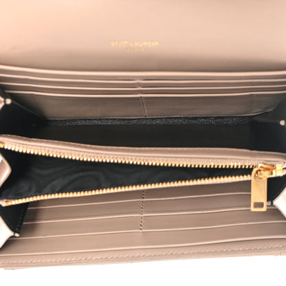 Saint Laurent Lambskin Quilted Monogram Large Gabbie Flap Wallet Dark Beige 5 of 15