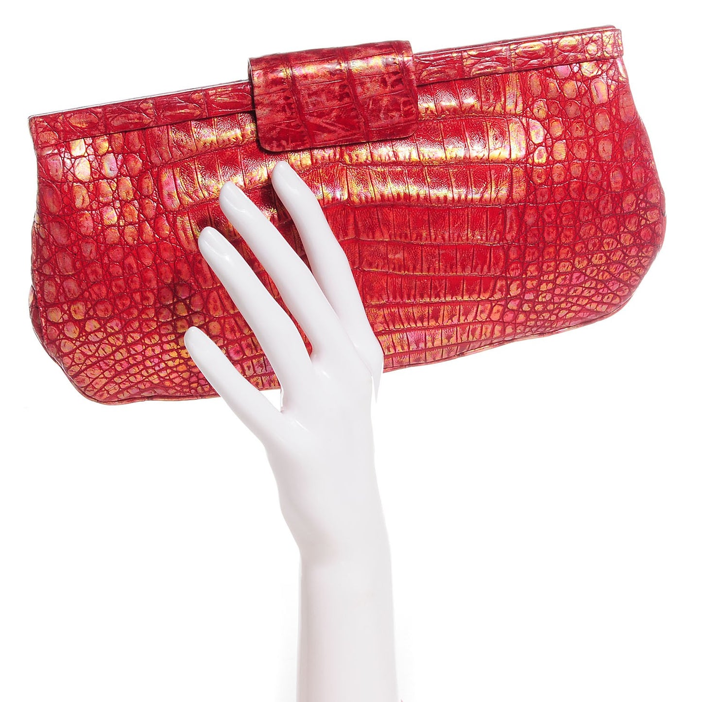 Crocodile Frame Clutch Orange