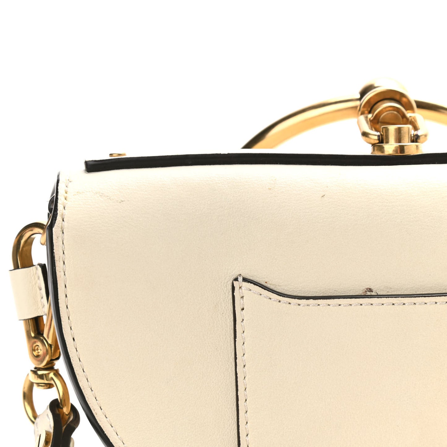 Calfskin Small Nile Bracelet Minaudiere Bag Off White