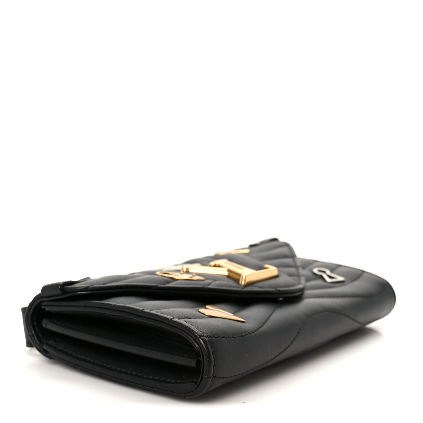 Calfskin Love Lock New Wave Long Wallet Black