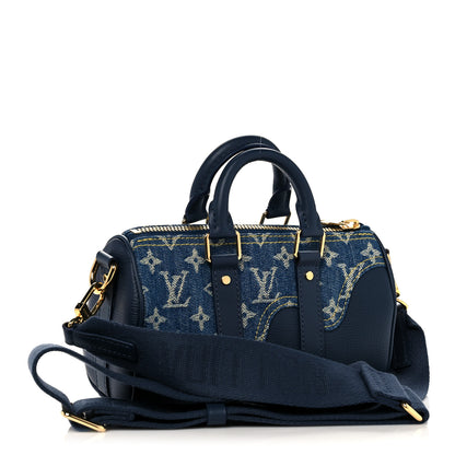 Louis Vuitton Taurillon Monogram Denim Drip Keepall XS Blue 3 of 9