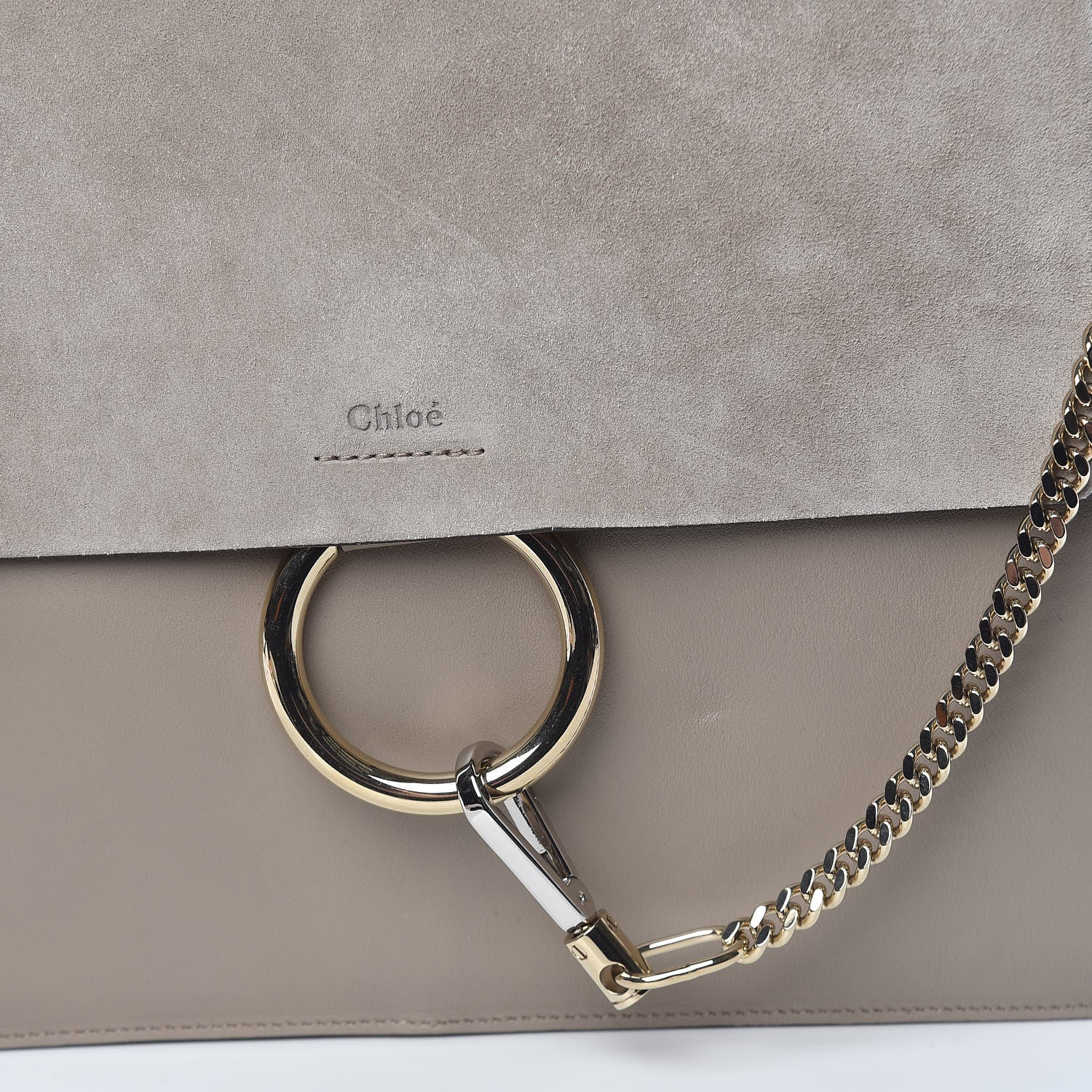 Chloe Calfskin Suede Medium Faye Shoulder Bag Motty Grey 7 of 13