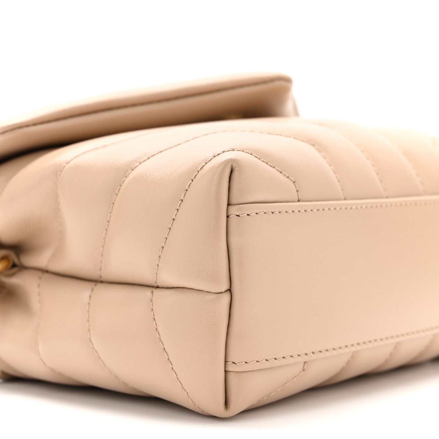 Saint Laurent Calfskin Y Quilted Monogram Toy Loulou Crossbody Bag Dark Beige 9 of 10