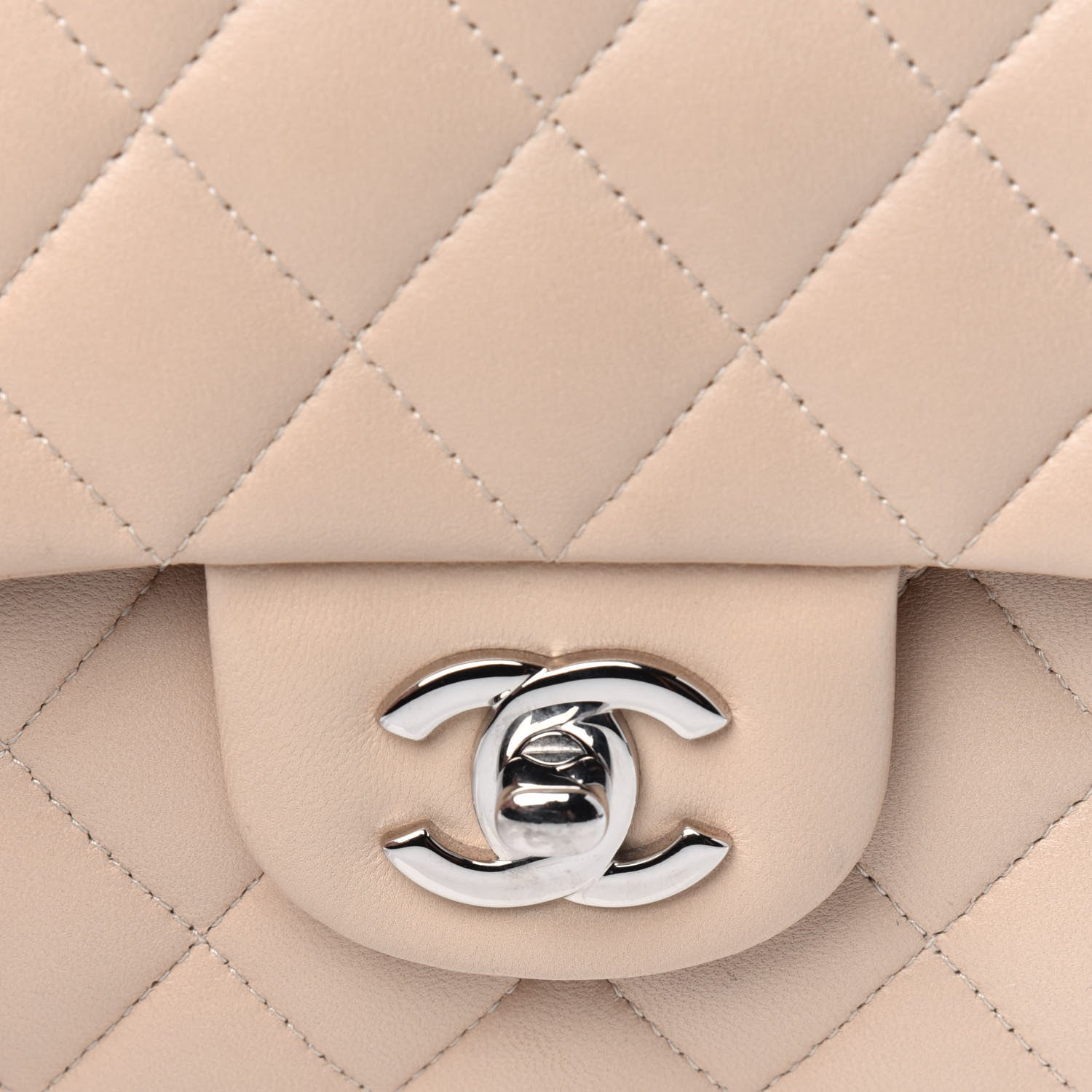 Chanel Lambskin Quilted Medium Double Flap Beige 18 of 22