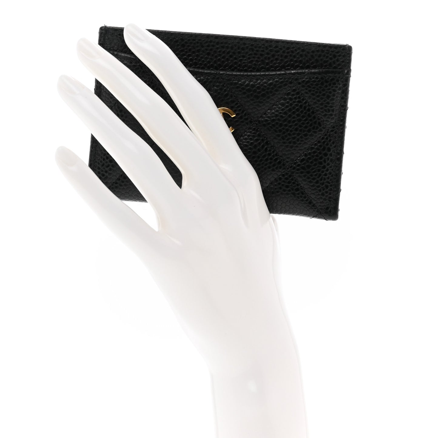 Caviar Quilted Card Holder Black