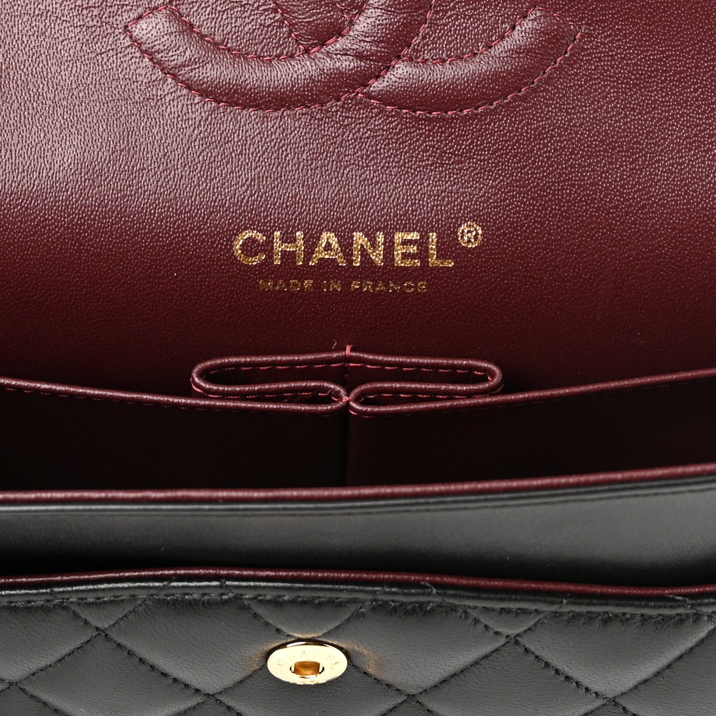 Lambskin Quilted Medium Double Flap Black