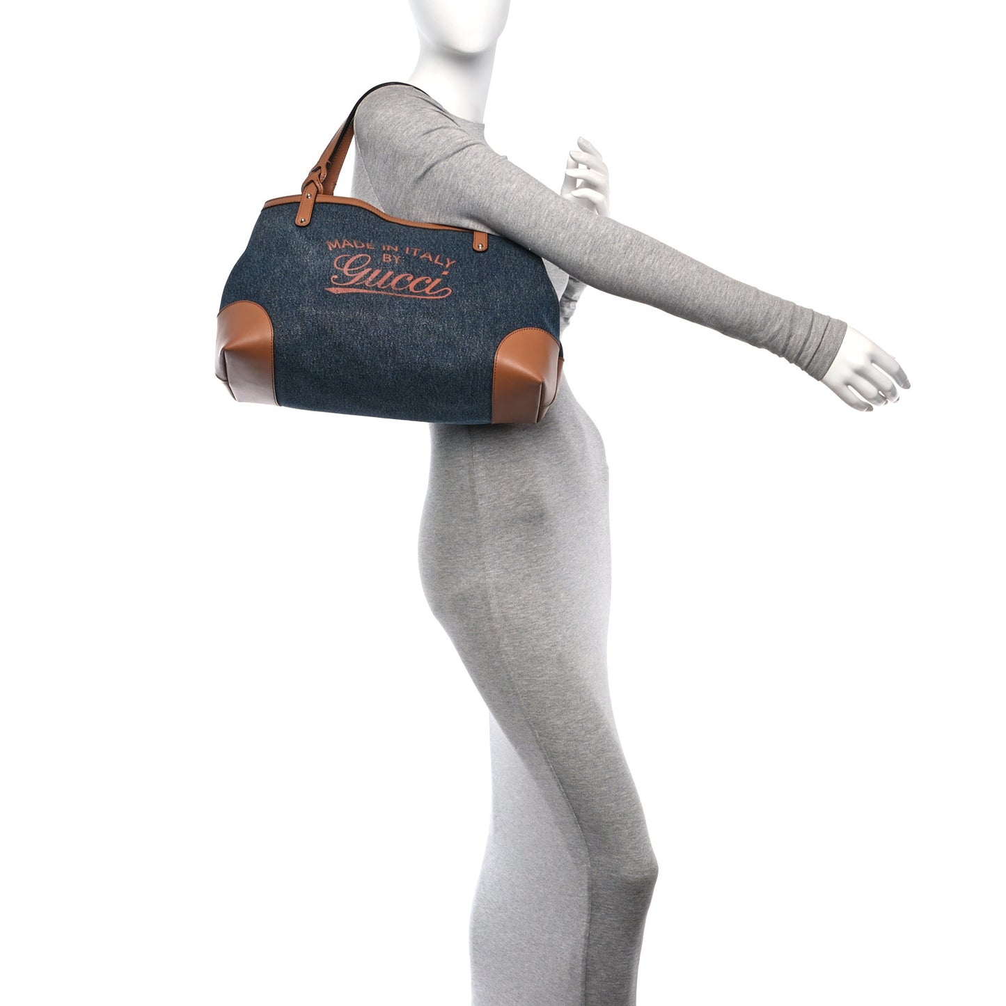 Denim Calfskin Tote Brown