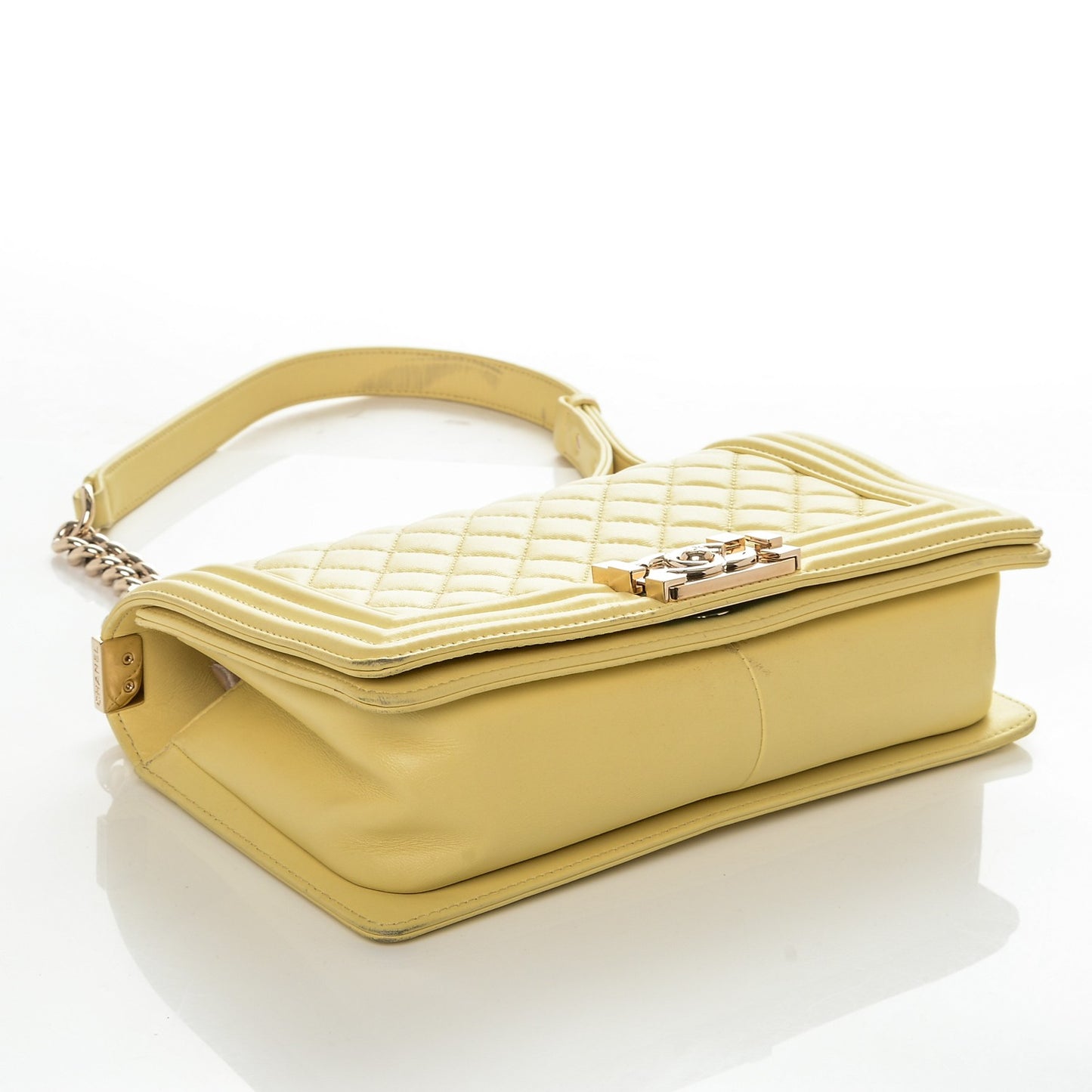 Lambskin Quilted Medium Boy Flap Yellow