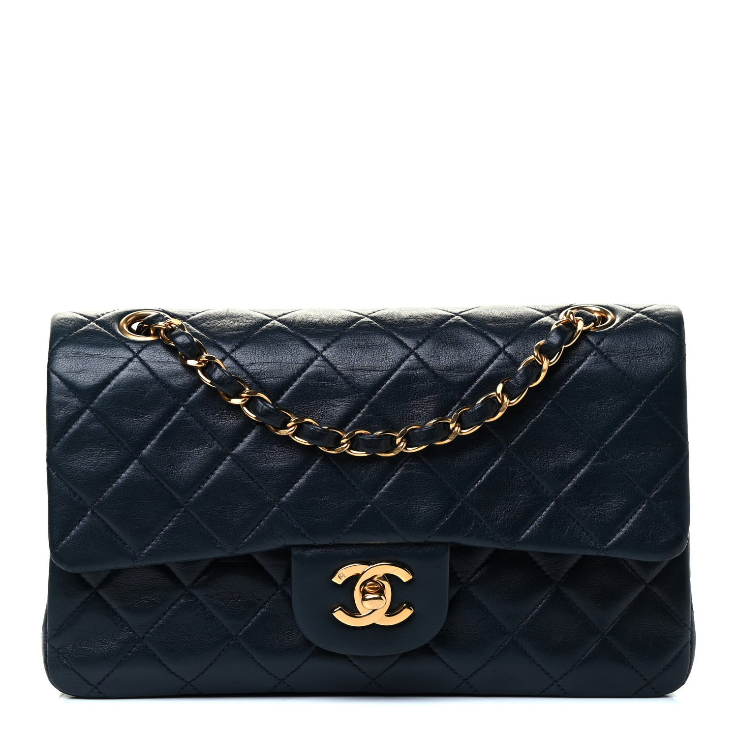 Chanel Lambskin Quilted Small Double Flap Navy 1 of 4