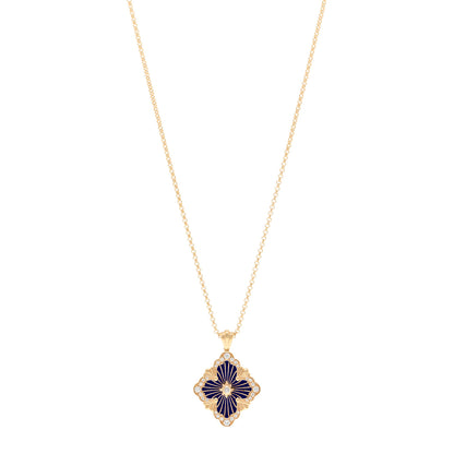 Buccellati 18K Yellow Gold Diamond Enamel Large Opera Tulle Necklace Blue 1 of 5