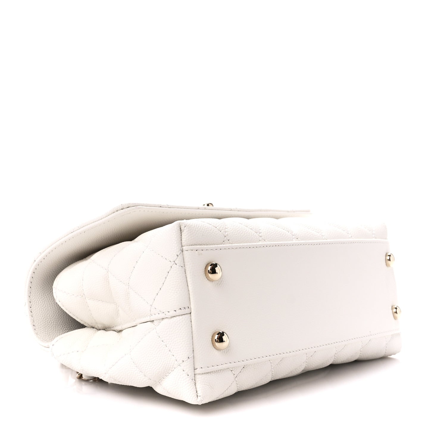 Caviar Quilted Mini Coco Chain Handle Flap White